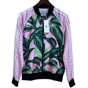 Adidas X Farm Rio Women's Pink Palm Leaf Track Jacket Size Small NWT